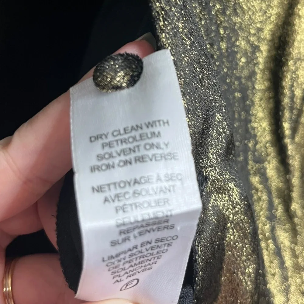 FRAME Metallic Gold Wrap Blouse Women's Medium Long Sleeve Party Top Night Out